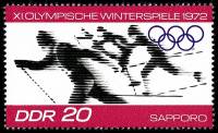 (1971-103) Марка Германия (ГДР) "Лыжные гонки"    Зимние ОИ 1972, Саппоро III O